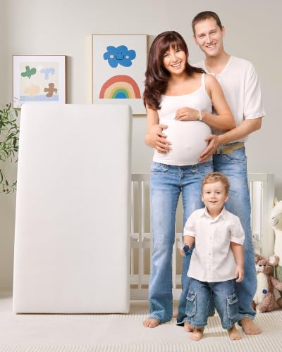 ATTABABY Breathable Crib Mattress, Baby Safety Alliance Verified, CertiPUR-US and Oeko-TEX Approved, Standard Full Size for Crib & Toddler Bed, Waterproof Machine Washable Cover, 52” x 27.6”