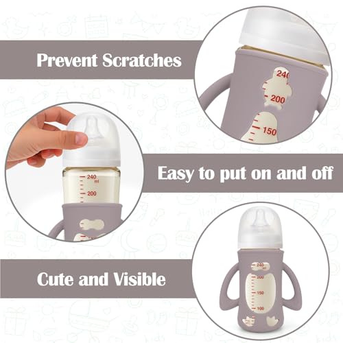 BUSOHA 3 Pack Silicone Sleeves for Pigeon 8oz Baby Bottle