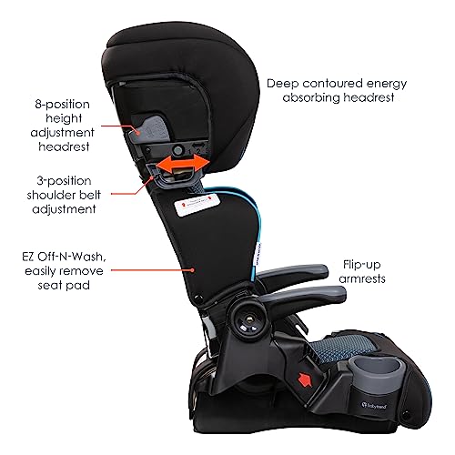 Baby Trend Protect 2-in-1 Folding Booster Car Seat, Aqua Tech – Fold-Flat Travel-Ready Design, Lightweight Build, Belt-Positioning Comfort