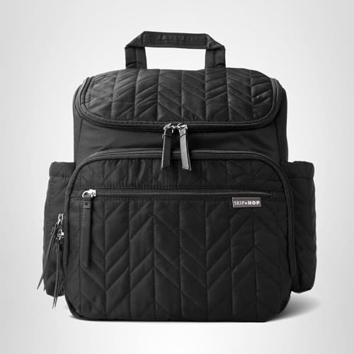Skip Hop Diaper Bag Backpack: Forma, Multi-Function Baby Travel Bag with Changing Pad & Stroller Attachment, Jet Black