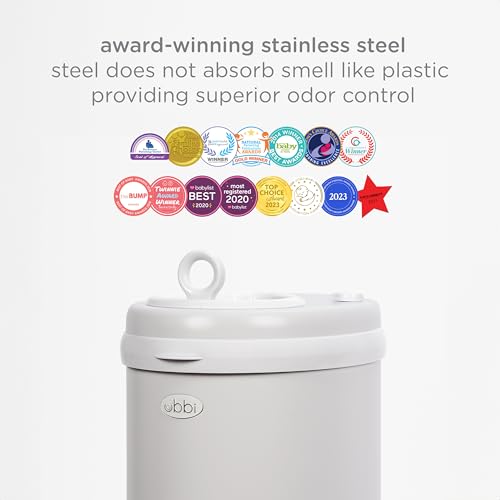 Ubbi Stainless Steel Diaper Pail, No Special Bags, Odor-Locking, Gray
