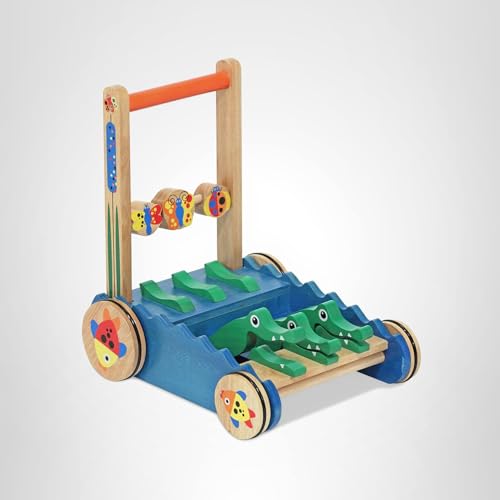 Melissa & Doug Deluxe Chomp and Clack Alligator Wooden Push Toy and Activity Walker