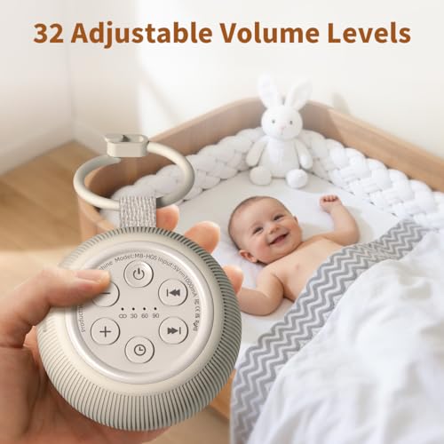 Portable Travel Sound Machine White Noise Machine 40h Battery Brown Noise Machine 30 Soothing Sounds & Hushing Sound for Baby 4 Timers Memory Function 32 Adjustable Volume for Kids Adults Home Office