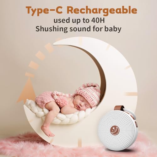 Portable Sound Machine Mini White Noise Machine Baby Shushing Brown Noise Machine with 30 Soothing Sounds for Kids Adults Dogs Auto-Off Timer 32 Volume Levels Sleep Machine for Home Office Privacy