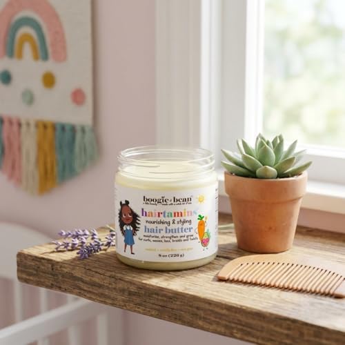 Boogie and Bean Kids Moisturizing Hair Butter for Hair Growth; Natural Hair Products for Black Kids; Infants Curly Hair, Twists and Braids Pomade.