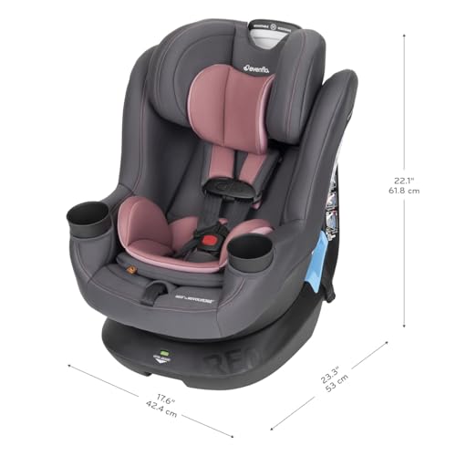 Evenflo REO by Revolve360 Rotating Convertible Car Seat with Quick Clean Cover, Infant to Toddler, Forward and Rear Facing, Compact Design, One-time Install (Chelsea)