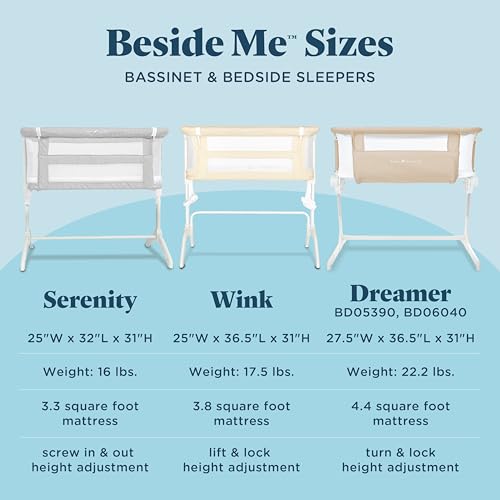Baby Delight Beside Me Dreamer Bassinet | Bedside Sleeper | 6-Position Height Adjustment | Charcoal Tweed