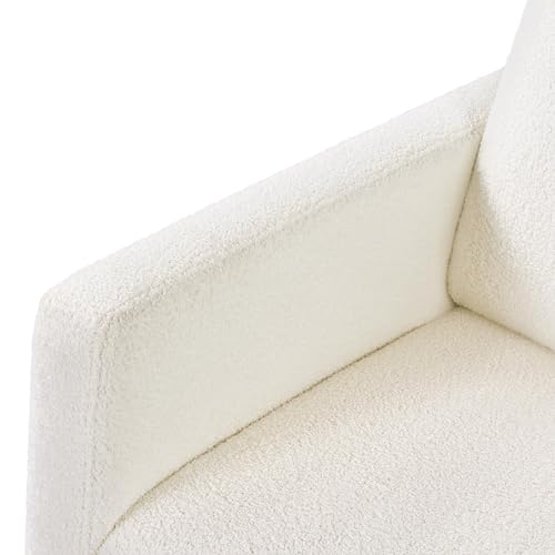 Yaheetech Upholstered Rocking Chair, Boucle Glider Chair Nursery Chair with High Back and Side Pocket, Rocking Accent Armchair with Rubber Wood Legs for Living Room/Bedroom/Nursery, Ivory