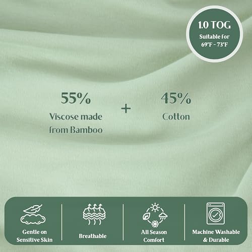 Coco Cuddle 1.0 TOG Baby Sleep Sack, Ultra Soft Bamboo Rayon (Sage)