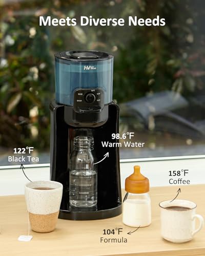 Water Warmer, HEYVALUE Baby Bottle Warmer, Formula Maker with Night Light, 4 Temperature Control & 72H Keep Warm, Detachable Tank, Instantly Dispenses Warm Water, Feed Baby More Easier and Healthier