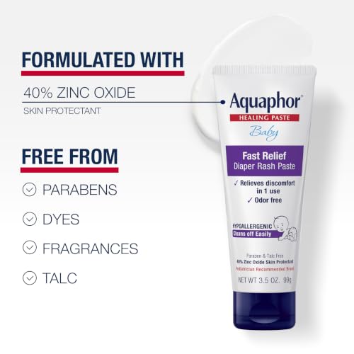 Aquaphor Baby Diaper Rash Paste - For Serious Diaper Rash and Flare-ups - 3.5 Oz. Tube