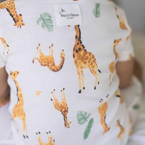 Burt's Bees Baby Short Sleeve Pajamas, Unisex One-Piece Sleeper Romper