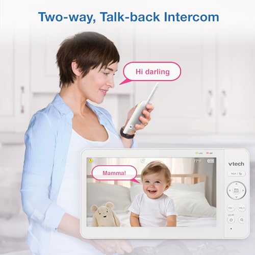 VTech Baby Monitor No WiFi with 7" IPS Screen & Remote Pan Tilt Zoom – 5000mAh 12Hr Video Battery, 1000ft Range, Night Vision, Multi-Color Night Light, Two-Way Talk | Advanced HQ Max