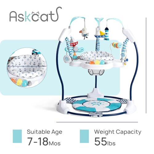 AskCat Baby Activity Center Jumper Interactive Activity Jumper Play Center with Infant Toys, 360° Rotating Seat