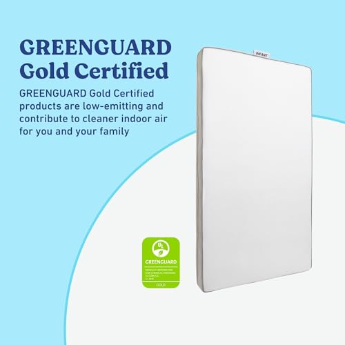 Graco Essentials 6-Inch Mesh Crib & Toddler Mattress — Made in the USA, Firm Support for Infants, GREENGUARD Gold Certified Mattress for Baby Cribs, Removable and Washable Water-Resistant Cover