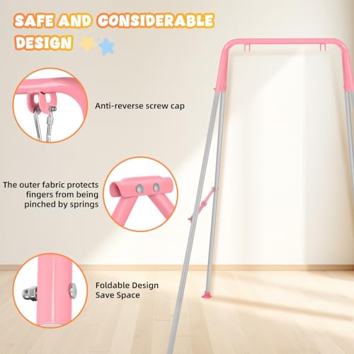 Baby Jumper with Stand for 6-24 Months, Baby Exerciser for Active Babies, Toddler Jumper Bouncers for Baby Girl/Boy with Adjustable Chain, Suitable for Indoor and Outdoor, Water Mat Included(Pink)