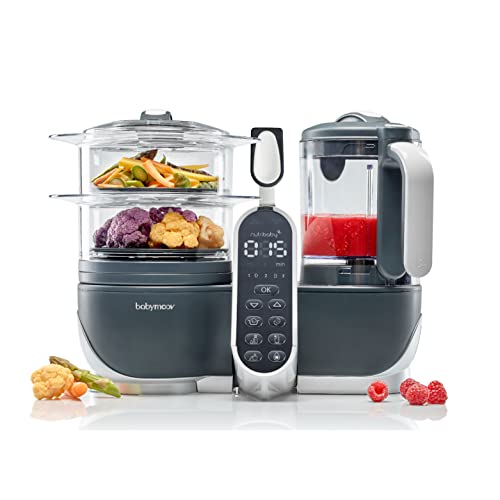 Babymoov Duo Meal Station Grey: Multi-Speed Baby Food Maker Steamer and Puree Blender, Baby Food Processor that warms & defrosts (Nutritionist Approved)