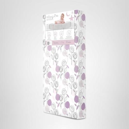Dream On Me Floral Dreams 2-in-1 Crib Mattress, Dual-Sided for Infants & Toddlers, Waterproof Cover, GREENGUARD Gold Certified, Fits Full Size Crib & Toddler Bed, 52” x 28” x 5”