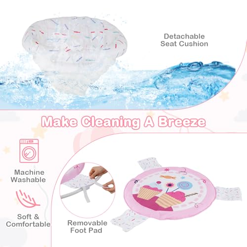 HONEY JOY Baby Bouncer Activity Center, Infant Jumper and Table w/ 360° Rotary Seat, 3 Adjustable Heights, Mat, Music, Lights, Sounds & Developmental Toys, Activity Center for Babies (Pink)