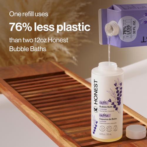 The Honest Company Foaming Bubble Bath Refill, Lavender Calm Scent, Tear-Free, Hypoallergenic, Naturally Derived, Gentle for Baby, 32 fl oz