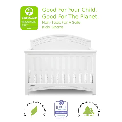 Simmons Kids SlumberTime Emma 4-in-1 Convertible Baby Crib N More - Greenguard Gold Certified, Bianca White