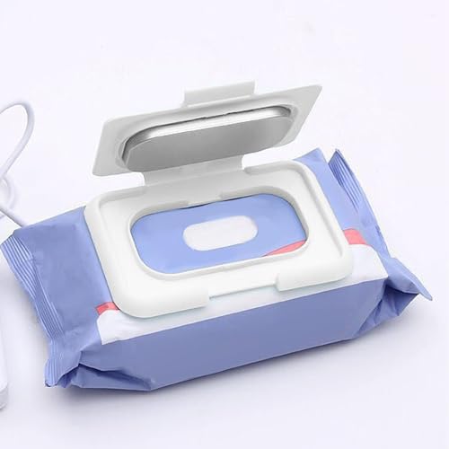 Baby Wet Wipes Warmer, USB Wipes Heater, Constant Temperature Portable Large Capacity Paper Dispenser, Fast and Even Heating for Home and Car (White)