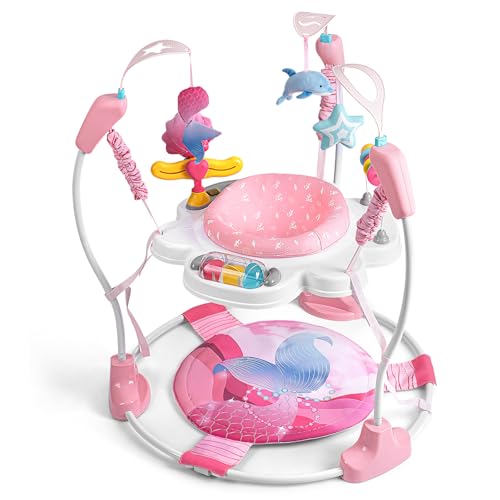 Baby Activity Center, Baby Jumper Activity Center with Music, Interactive Toys, 360° Rotating Seat, 3 Adjustable Heights, Infant Activity Jumper for 6+ Months (Mermaid)