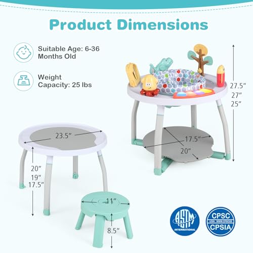BABY JOY 5 in 1 Baby Activity Center, Baby Jumpers and Bouncers with Removable Toys, Lights & Music, 3 Adjustable Heights, Interactive Play Center for Toddlers Boys Girls 6-36 Months (White)