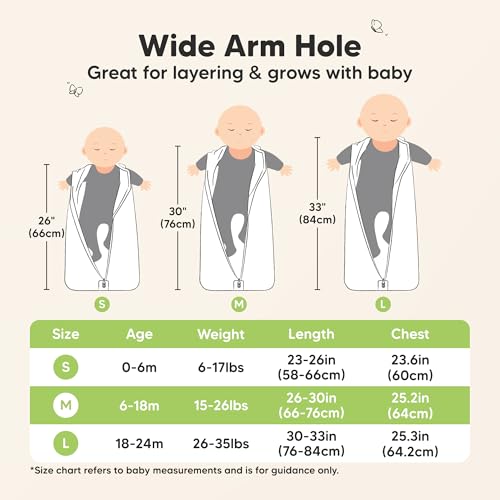 2-Pack Baby Sleep Sacks, Zipper Wearable Blanket - 100% Organic Cotton 0.5TOG, Soft Lightweight Toddler Sleeping Sack 12-24 months, Easy to Wear Newborn Swaddles Sleepsack (BumbleBear, L)
