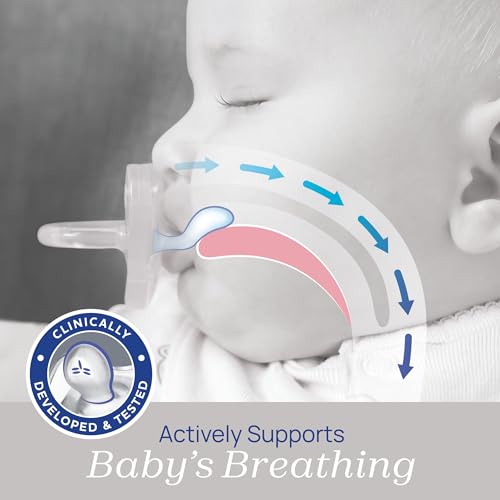 Chicco PhysioForma Mini Orthodontic Pacifier for Babies 0-2 Months, Ultra Light & Small, 100% Soft Silicone, Supports Breathing, One-Piece Design, Included Sterilizing Case, BPA Free, 2-Pack, Clear