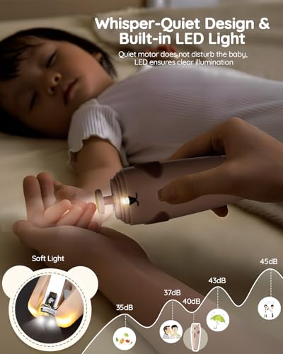 Lilian&Gema Baby Healthcare and Grooming Kit, 28-in-1 Rechargeable Nail Trimmer Electric Set, Dual Auto Light Baby Nail Care Kit, Portable Newborn Nursery Health Care Set for Infant Toddlers Boy Girl