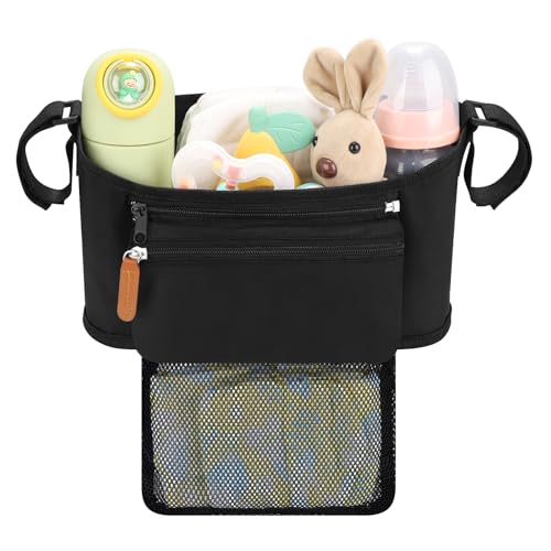 Accmor Universal Stroller Organizer with Detachable Phone Bag and Diaper Pocket, Stroller Bag Caddy Organizer Stroller Accessories for Uppababy, Baby Jogger, Nuna, Doona, Britax Strollers