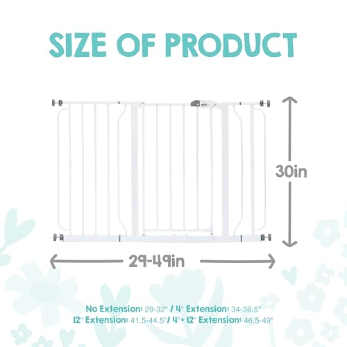 Regalo Safety 29-49" Easy Step Extra Wide Baby Gate for Doorways & Bottom of Stairs, Pressure Mounted Safety Gate with Door for Babies, Toddlers & Pets, White
