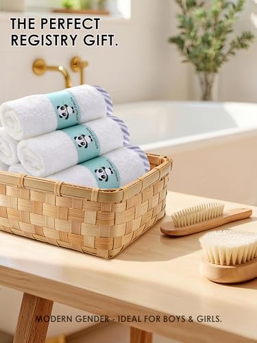 HIPHOP PANDA Baby Washcloths, Rayon Made from Bamboo - 2 Layer Ultra Soft Absorbent Newborn Bath Face Towel - Reusable Baby Wipes for Delicate Skin - Gray Stripe, 6 Pack