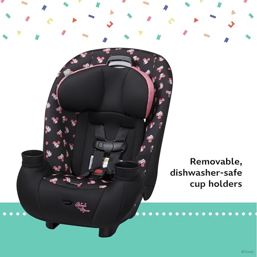 Disney Baby Ellaris 3-in-1 Convertible Car Seat, Slim Fit Design, Rear & Forward-Facing, 5-Position Headrest, 3-Across Fit, Travel-Friendly with Machine-Washable Seat Pad, Minnie Charm