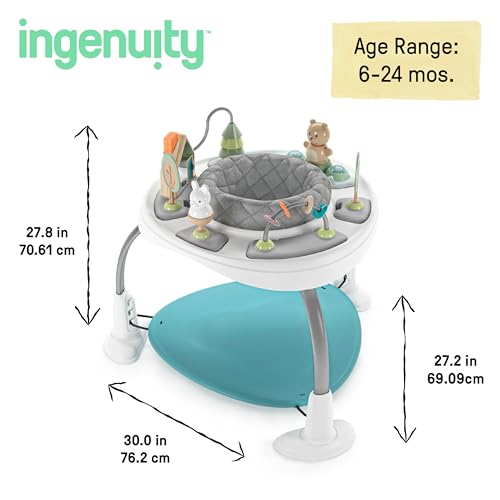 Ingenuity Spring & Sprout 2-in-1 Baby Activity Center Jumper and Table with Infant Toys - Ages 6 Months +, First Forest