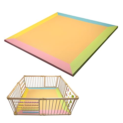 ZETY Baby Play Mat for 8-Panel Playpen – Padded Playpen Floor Mat, Wipeable PU Leather Cover, Soft Foam Core, Geometry Color