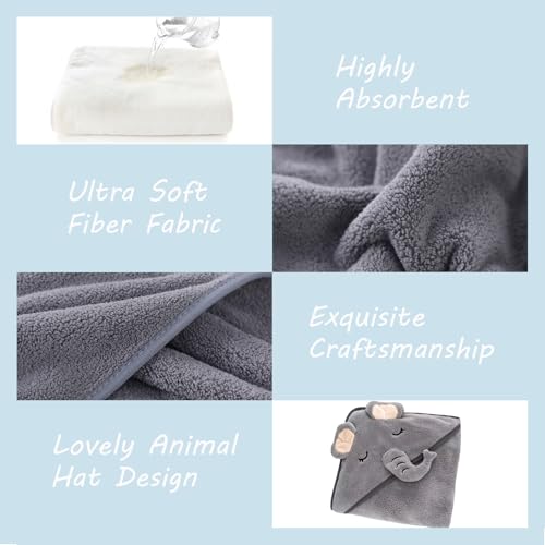 ROXANEPIG 12 PCS Baby Bath Towels Set for Newborn Toddlers, 4 PCS Hooded Baby Towels & 8 PCS Washcloths, Ultra Absorbent Newborn Bath Essentials Gift for Boys & Girls