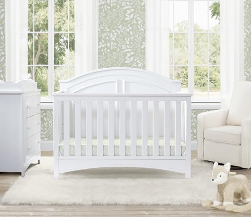 Delta Children Perry 6-in-1 Convertible Crib - Greenguard Gold Certified, Bianca White