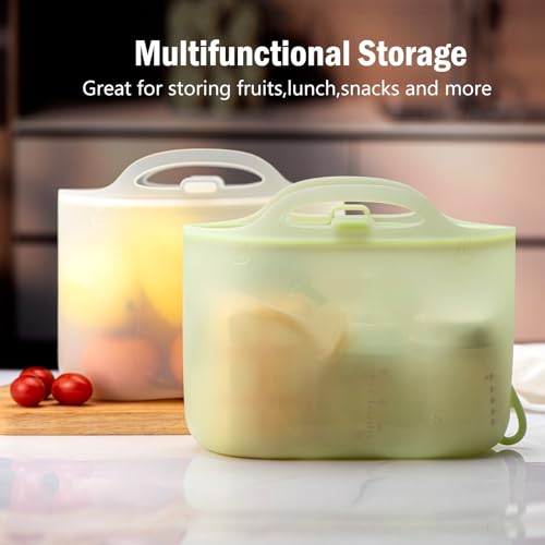 Silicone Travel Bottle Sterilizer Bags | 2000ml Microwave Steam Sterilizer Bags for Baby Bottles, Breast Pump & Pacifiers, Reusable Steam Sterilizing Bags for Travel and Home Use (Clear Milk White)
