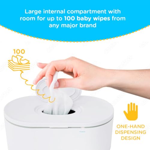 Wipe Warmer - Large Capacity Wipe Warmer and Baby Wet Wipes Dispenser with Even Warming and Built-In Nightlight - Newborn Essentials by EVLA’s (White)