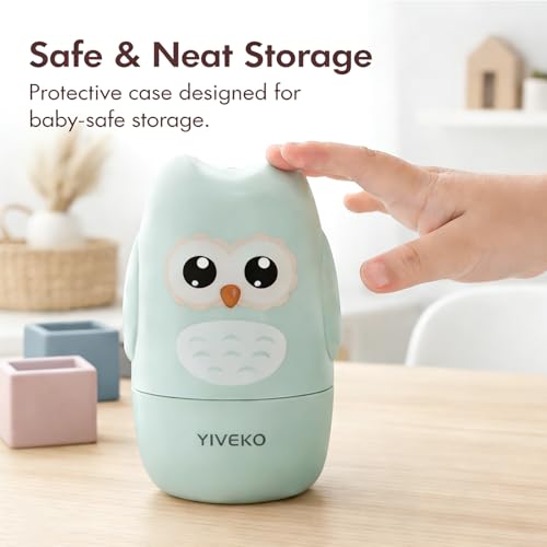 YIVEKO Baby Nail Kit, 4-in-1 Baby Nail Care Set with Cute Case, Baby Nail Clippers, Scissors, Nail File & Tweezers, Baby Manicure Kit and Pedicure kit for Newborn, Infant, Toddler, Kids-Owl Green