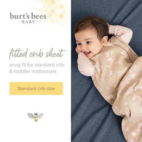 Burt's Bees Baby Organic Cotton Fitted Crib Sheet, Unisex Baby Beddings