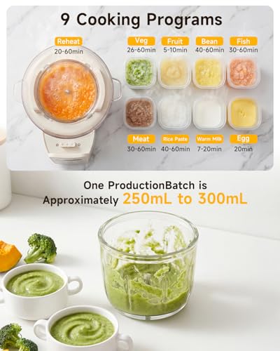 IAGREEA Baby Food Maker, 9-IN-1 Glass Baby Food Processor Steamer Puree Blender Grinder, One Step Auto Cooking Machine for Homemade Baby Food, BPA-Free