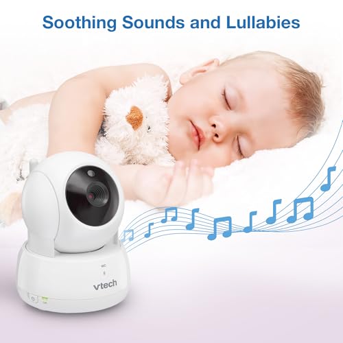 VTech Baby Monitor No WiFi, 5" Screen & Remote Pan-Tilt-Zoom for Newborns – Hack-Proof, 17Hr Battery, 1000ft Range, Auto Night Vision, Temperature Sensor, Two-Way Talk | VM924
