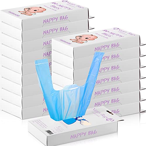 1600 Count Baby Disposable Diaper Bags Scented Diaper Sacks with Tie Handle Disposal Trash Sacks Baby Poop Waste Bag Refill(Blue)