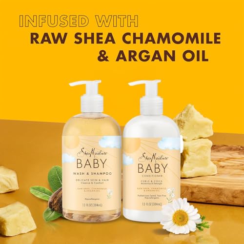 SheaMoisture Baby Body Wash & Shampoo + Curls & Coils Conditioner, 13 Oz Ea