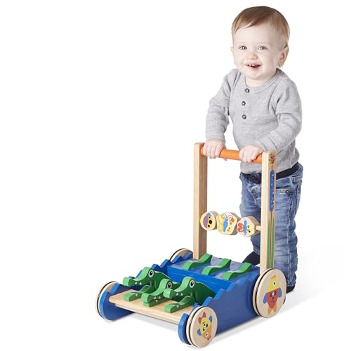 Melissa & Doug Deluxe Chomp and Clack Alligator Wooden Push Toy and Activity Walker