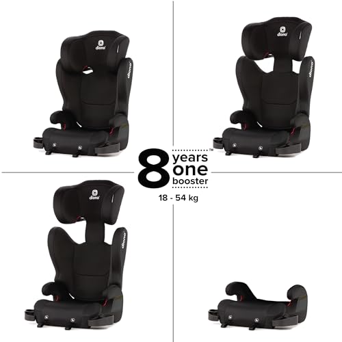 Diono Cambria 2 XL, Dual Latch Connectors, 2-in-1 Belt Positioning Booster Seat, High-Back to Backless Booster, Space and Room to Grow, 7 Headrest Positions, 8 Years 1 Booster Seat, Black