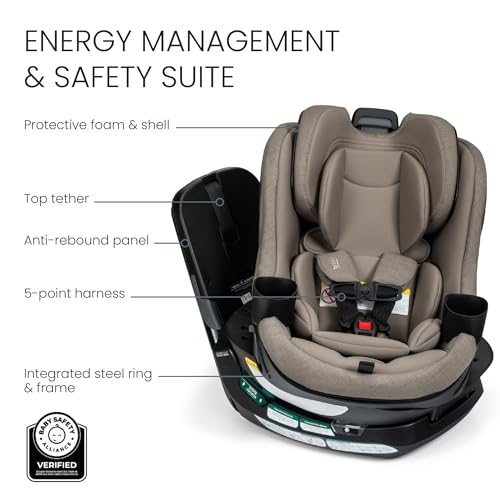 Britax Galaxy360 Slim Rotating Convertible Car Seat, 2-in-1 Rotating Car Seat for Infants & Toddlers with 360 SwivelSmooth Steel Ring, Extended Rear-Facing and ClickTight Installation – Pebble